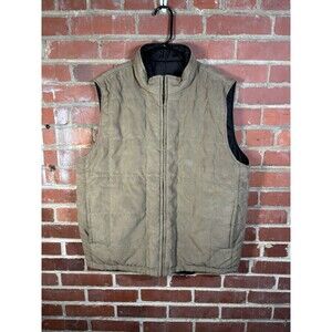 Johnston & Murphy Vest Reversible Puffer Style Brown Faux Suede Like Mens XL